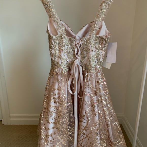 Rose gold mini dress. Size small. New with tags. - Picture 4 of 7